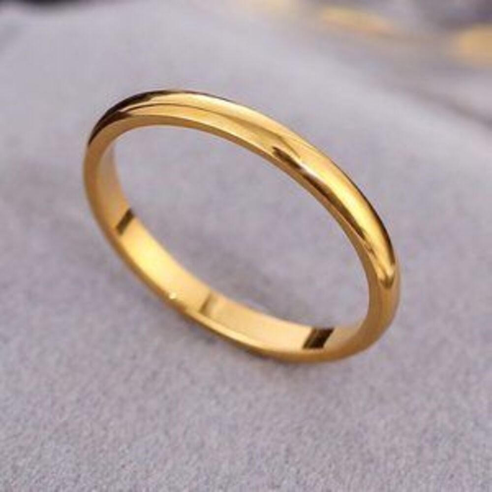 NEW Simple Yellow Gold 2mm Stackable Band Ring
